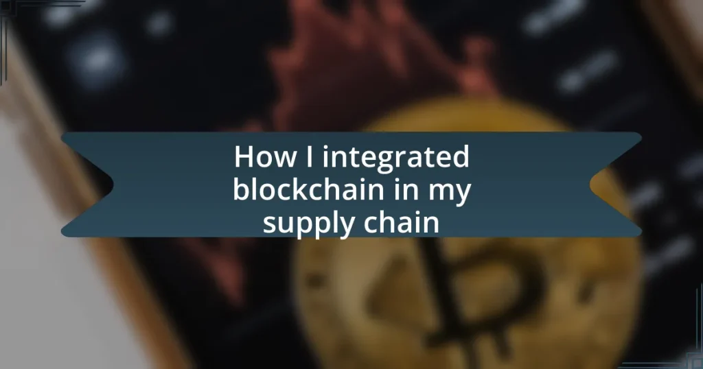 How I integrated blockchain in my supply chain