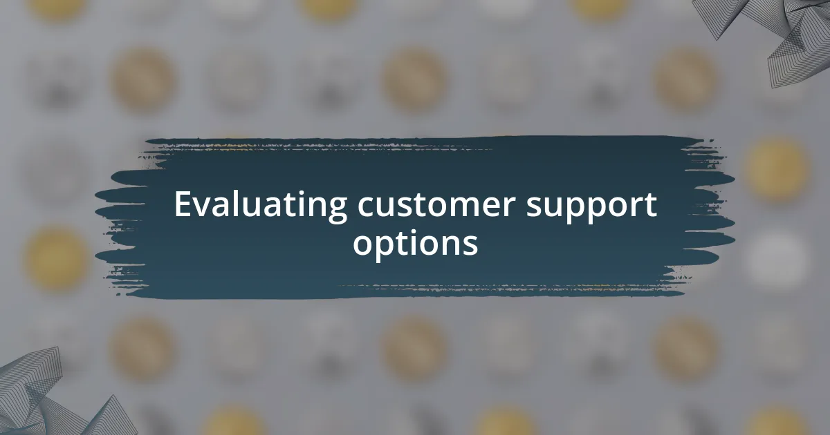 Evaluating customer support options