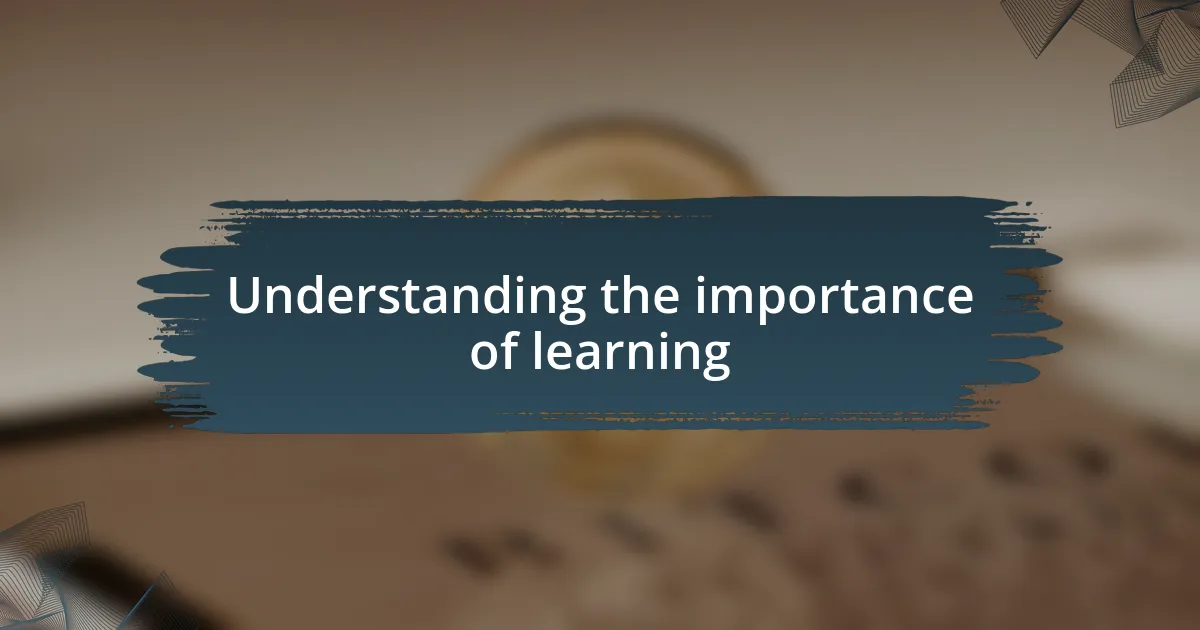 Understanding the importance of learning