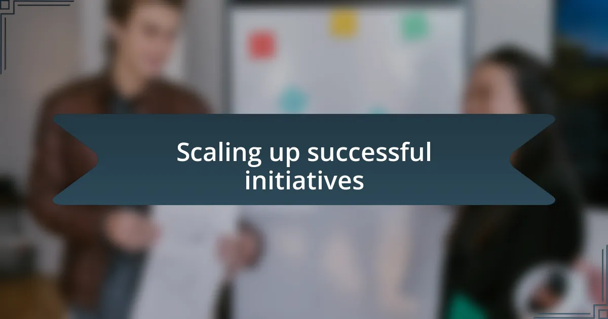 Scaling up successful initiatives