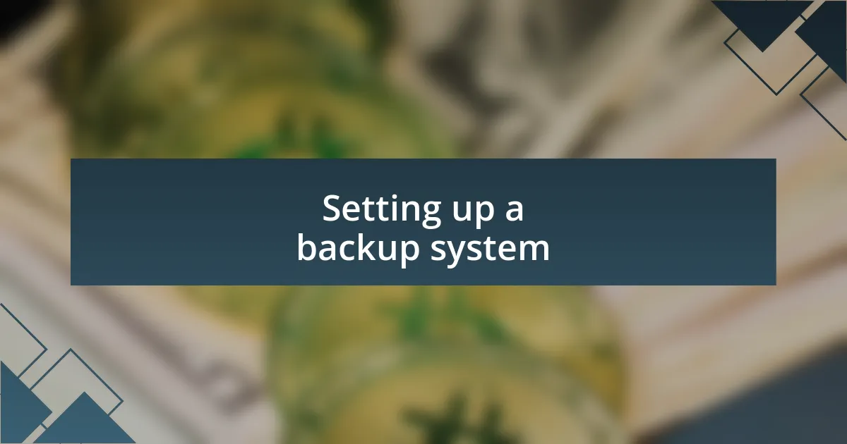 Setting up a backup system