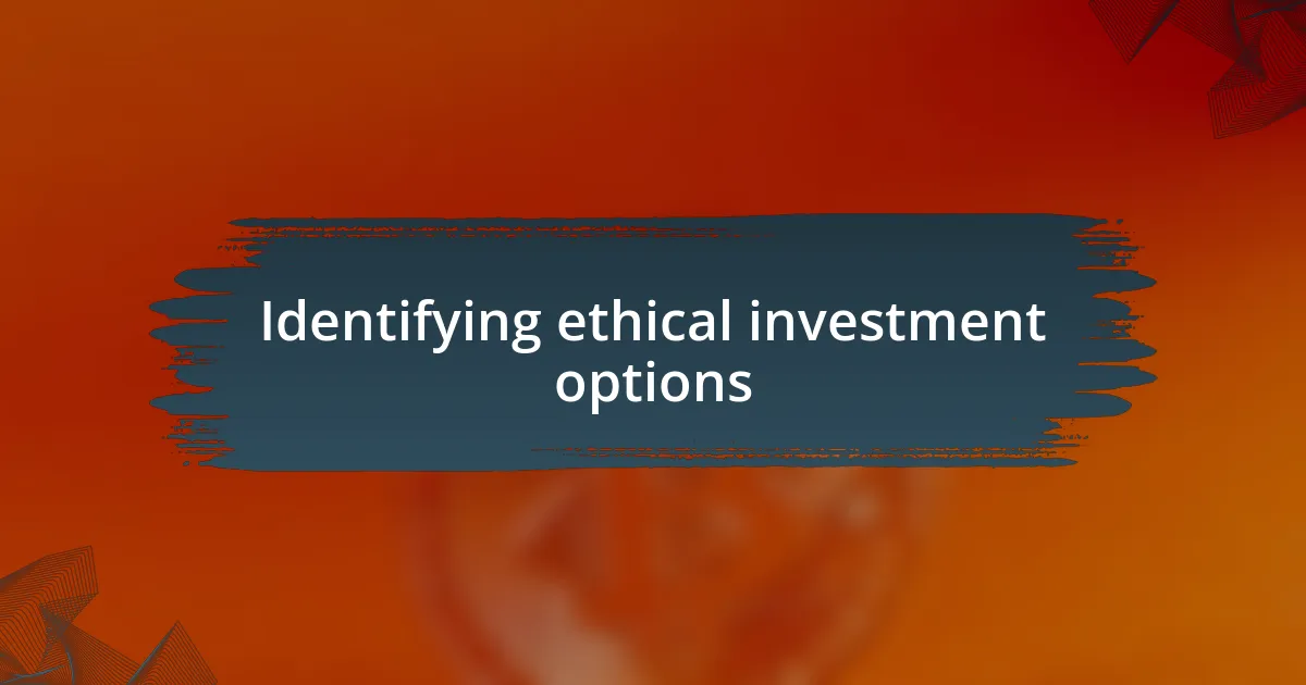 Identifying ethical investment options