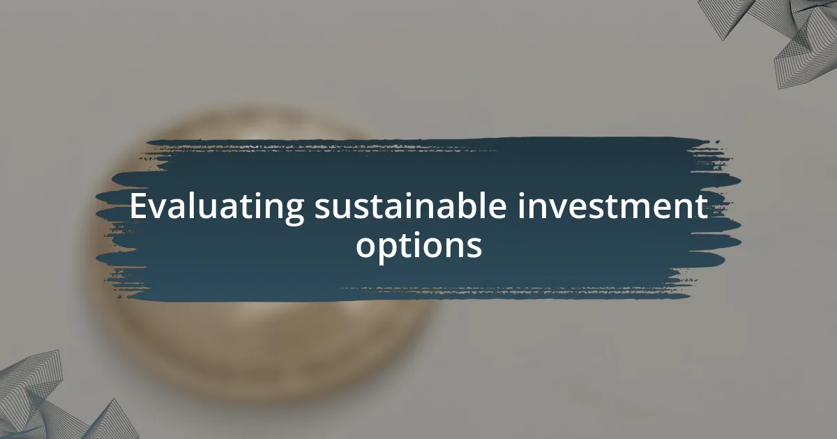 Evaluating sustainable investment options