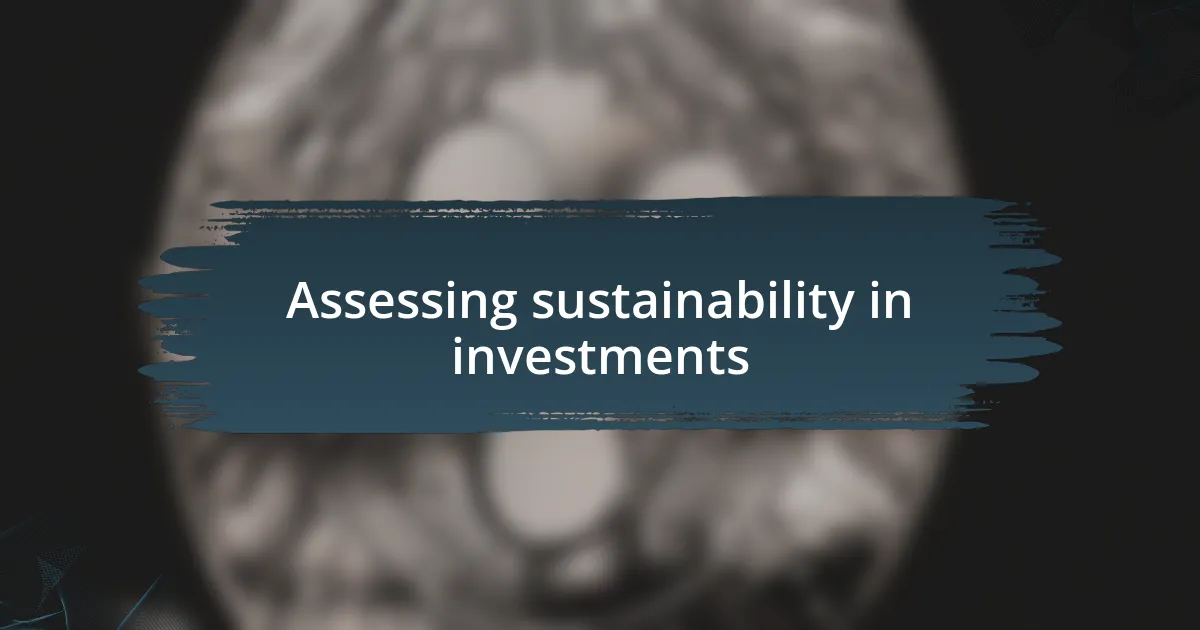 Assessing sustainability in investments