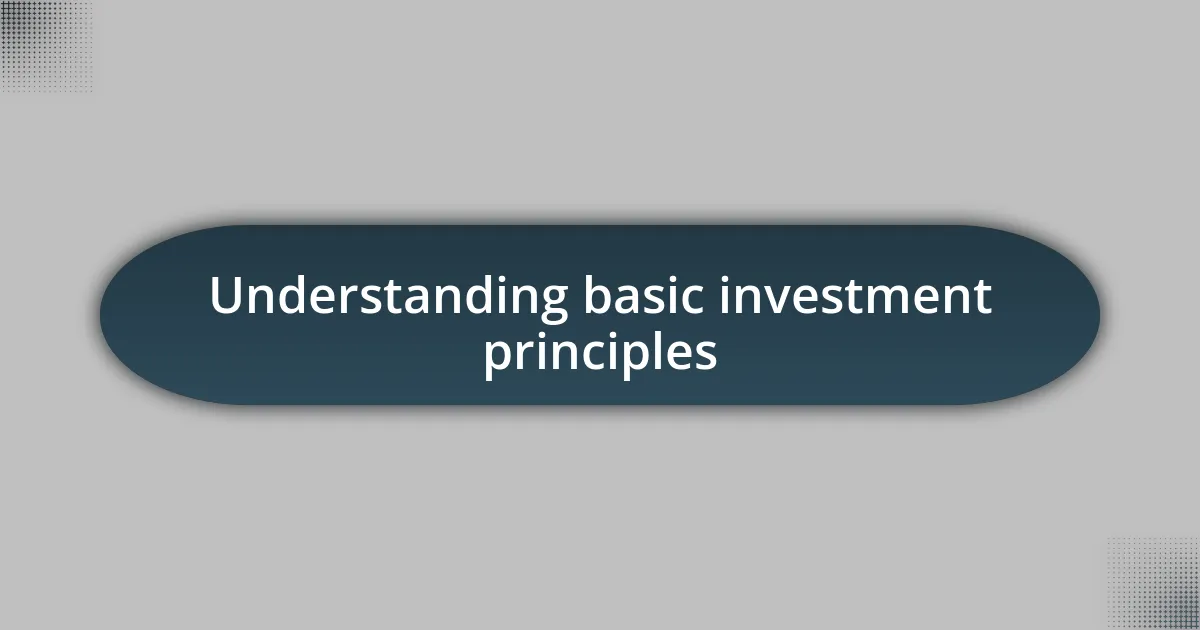 Understanding basic investment principles