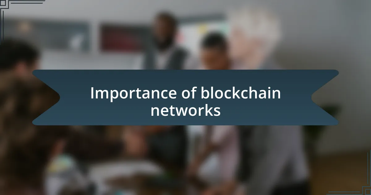 Importance of blockchain networks