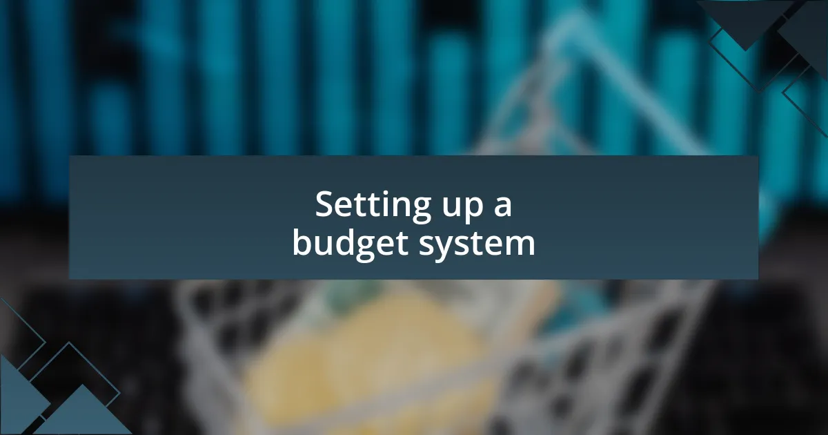 Setting up a budget system