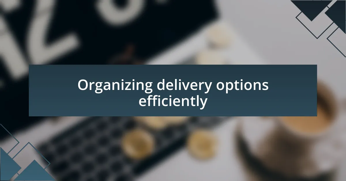 Organizing delivery options efficiently